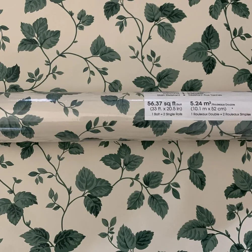 Vintage IVY LEAF VINE PREPASTED Wallpaper IMPERIAL Botanical 20.5 in. x 11 yds.